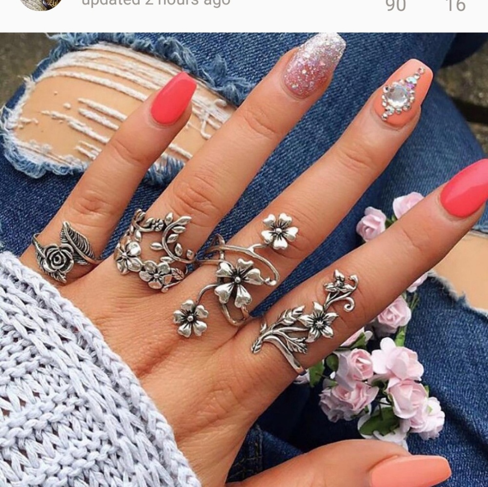 Boho 4 piece rings